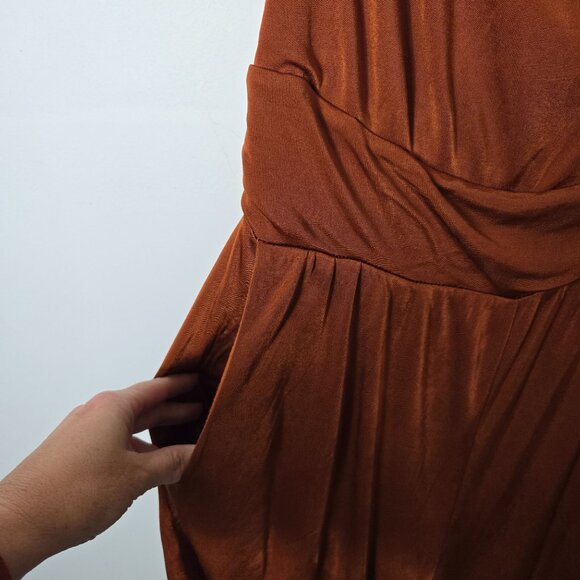Anthropologie Maeve SizeS  Enchantment Copper Wide Leg Jumpsuit Sleeveless FLAW - Picture 5 of 14